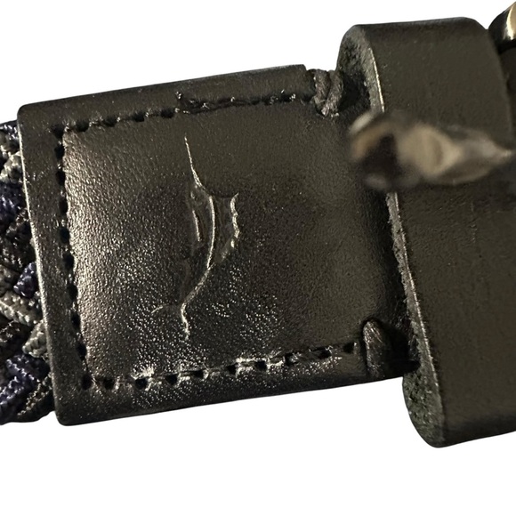 Men's Leather Belt made in Dominican Republic bungee cord, blue, black, grey - Picture 3 of 5